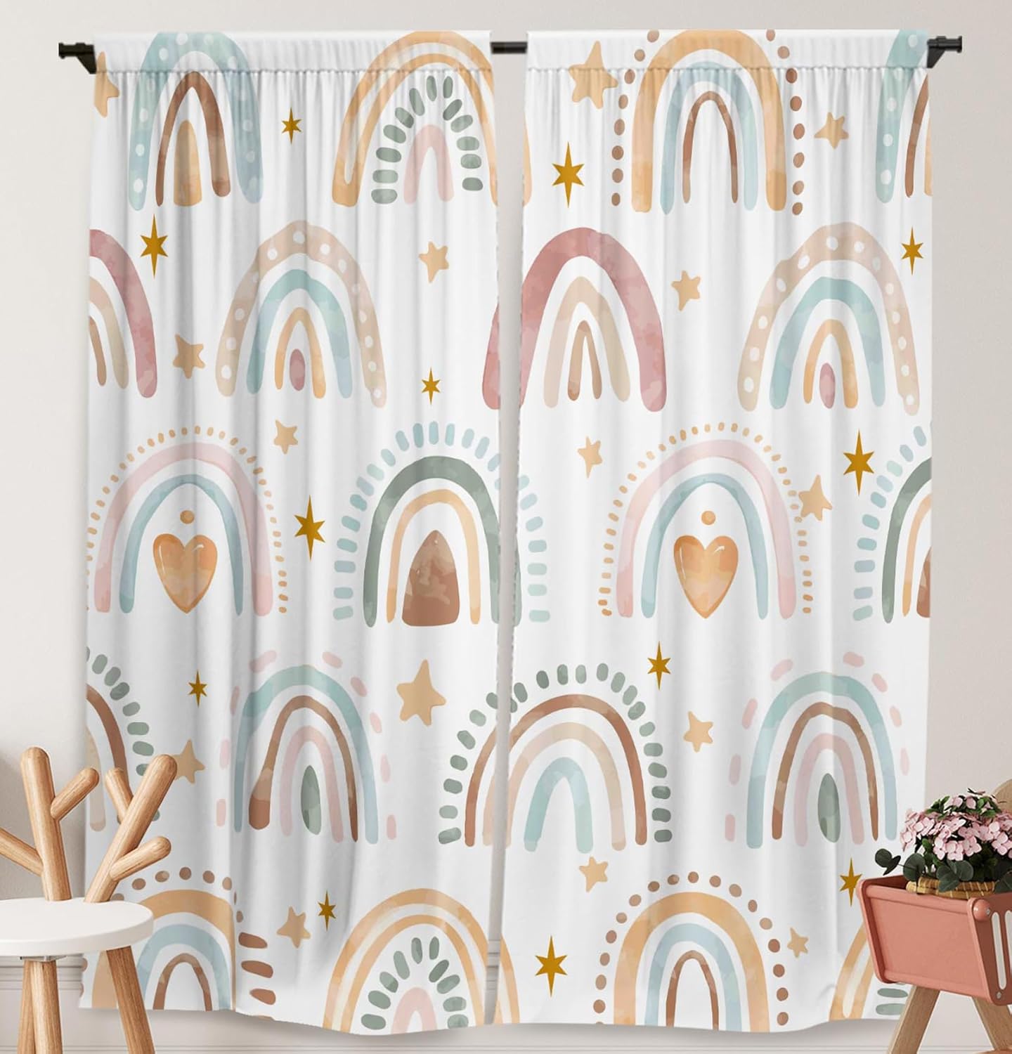 Baby Nursery Youtube - Boho Watercolor Arch Window Curtains For