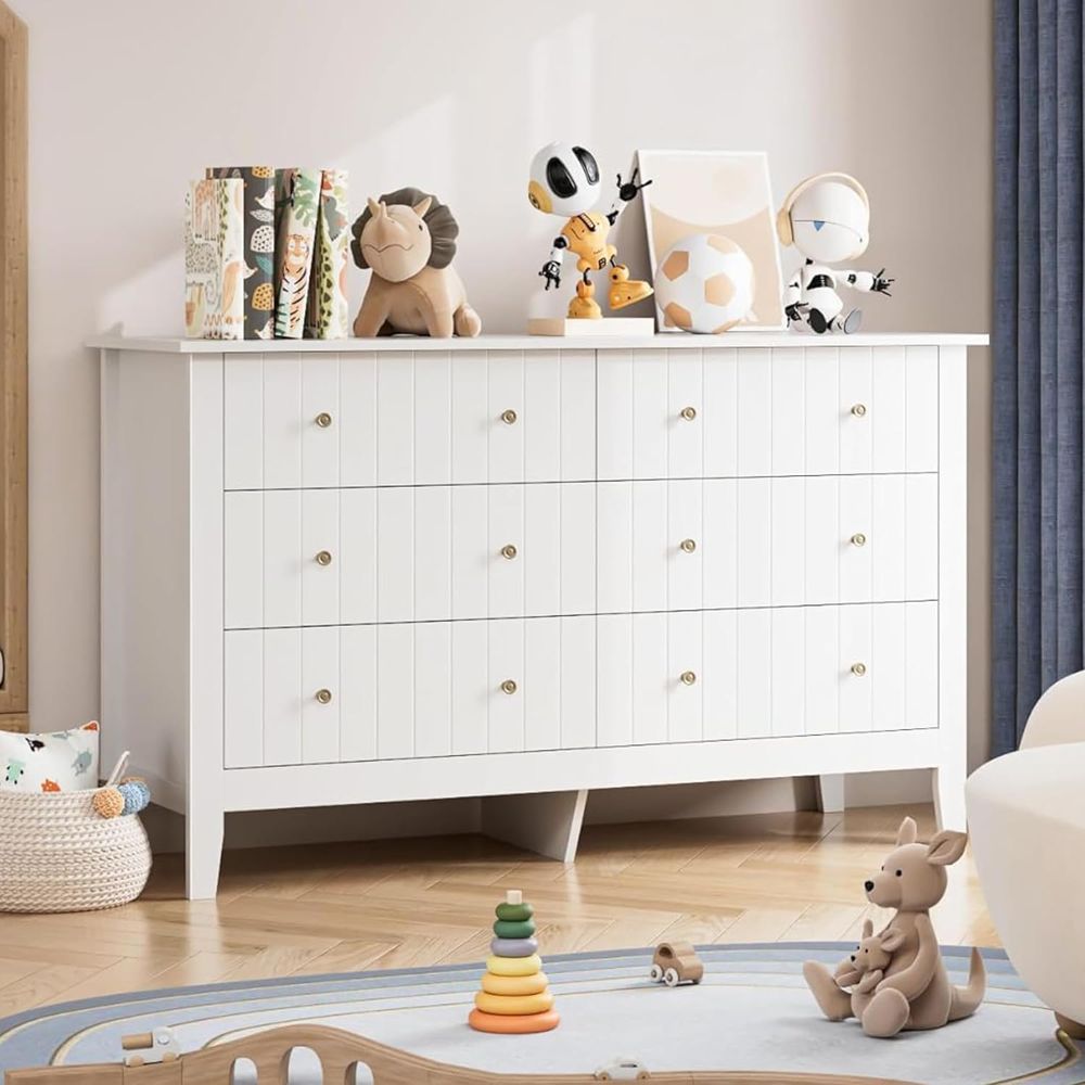 Drawer Dresser White - 6 Drawer Double Dresser with Deep