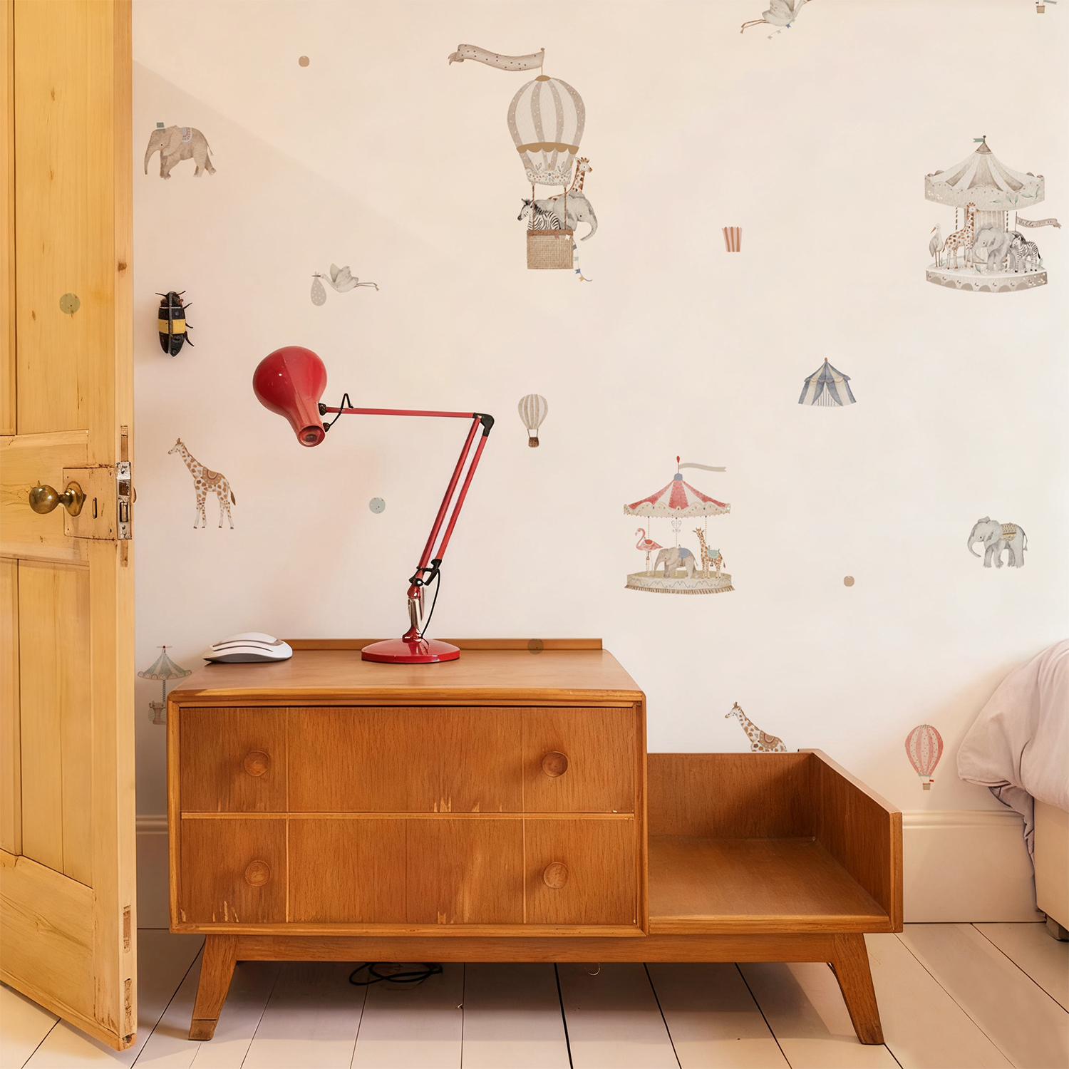 Baby Nursery Set Furniture - Retro Watercolor Wonderful Encounters of Animals
