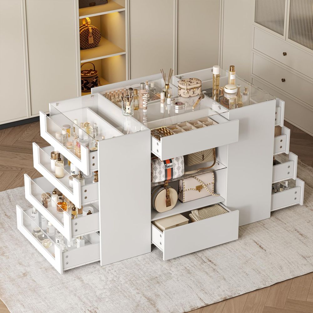 Drawer Dresser White - Closet Island with Drawers, Wardrobe Armoire