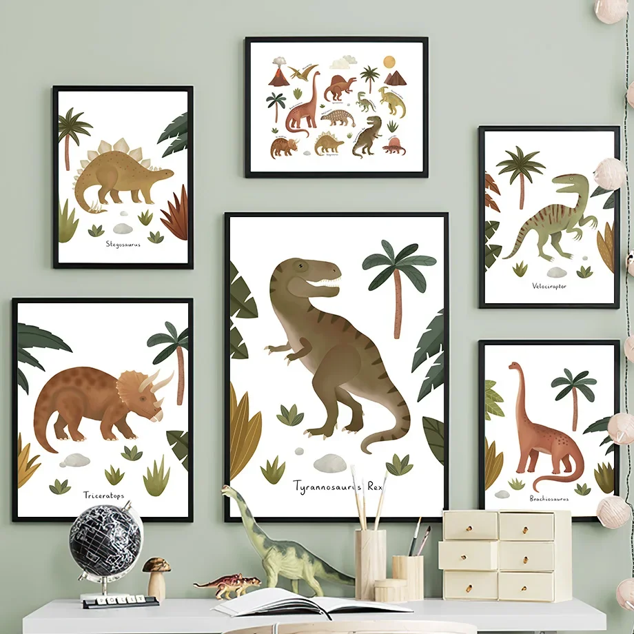 Baby Nursery Tree - Dinosaur Tyrannosaurus Rex Triceratops Tree Cartoon