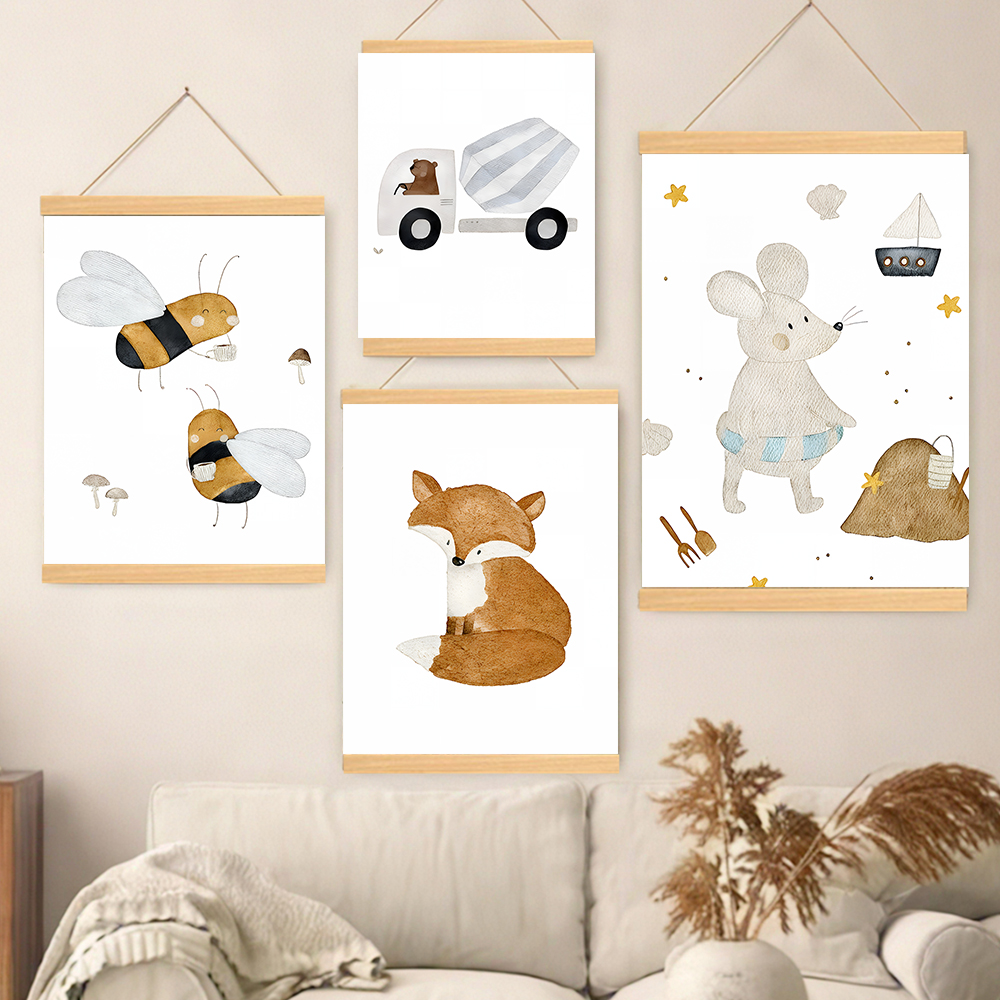 Baby Nursery Posters - Boho Cartoon Posters Print Bear Truck