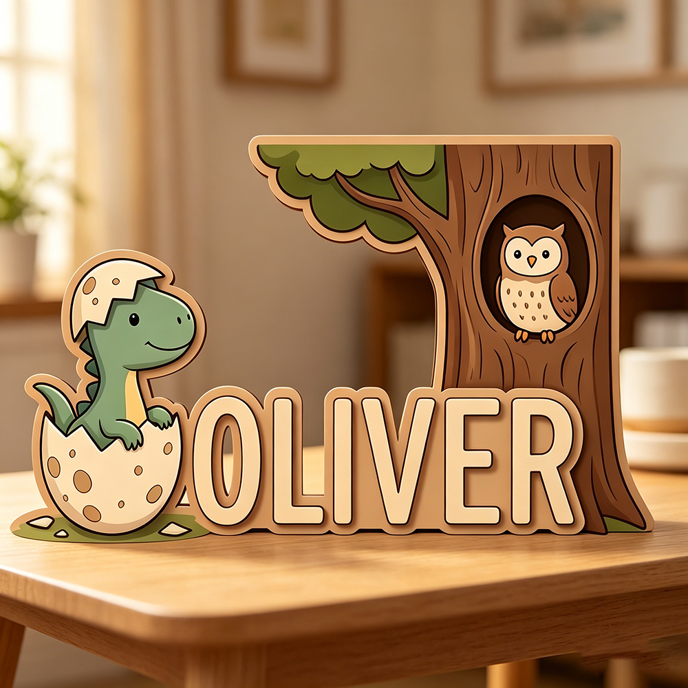 Baby Nursery Tree - Whimsical Forest Friends Custom Name Plaque,