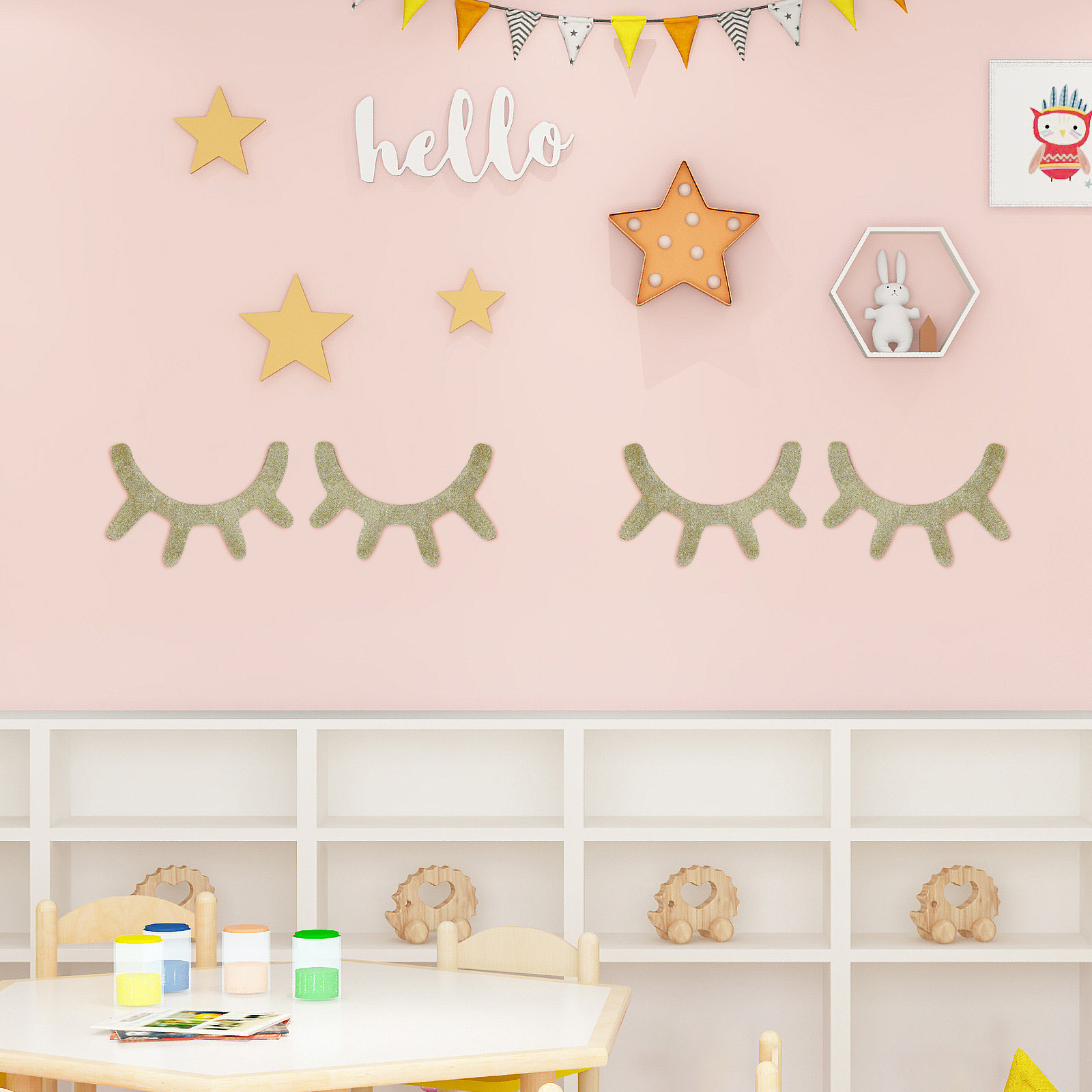 Baby Nursery Wall Stickers - 1Pair Nordic Style Sleepy Eyelash Wall