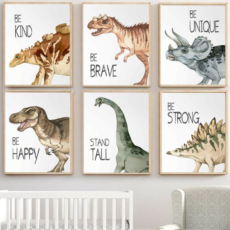 Baby Nursery Things - Watercolor Dinosaur Poster Nursery Boy's Room