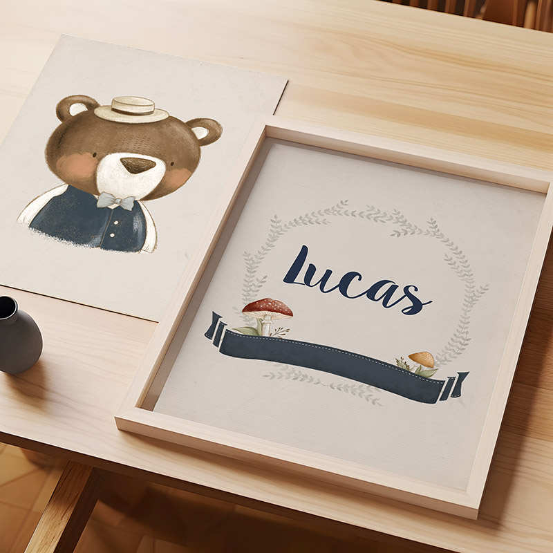 Baby Nursery Tree - 1pc Canvas painting Bear Rabbit Squirrel