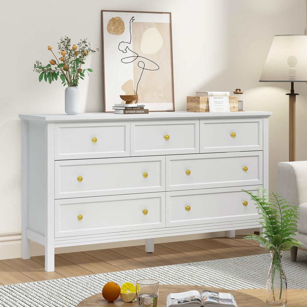 Drawer Dresser White - White Dresser for Bedroom, 7 Drawer