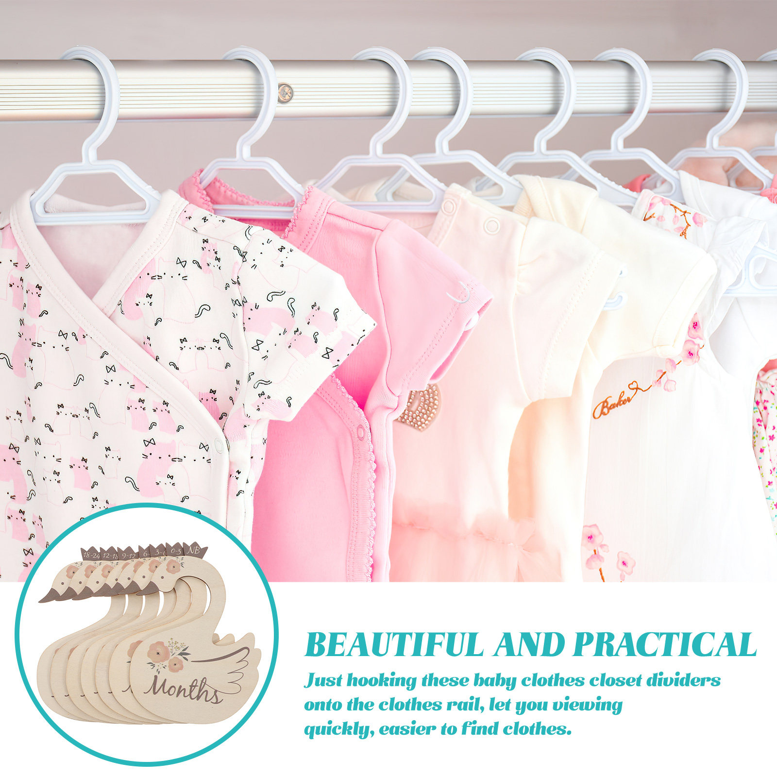 7Pcs Swan Baby Clothes Size Di - огляд і ціна Baby Nursery Closet