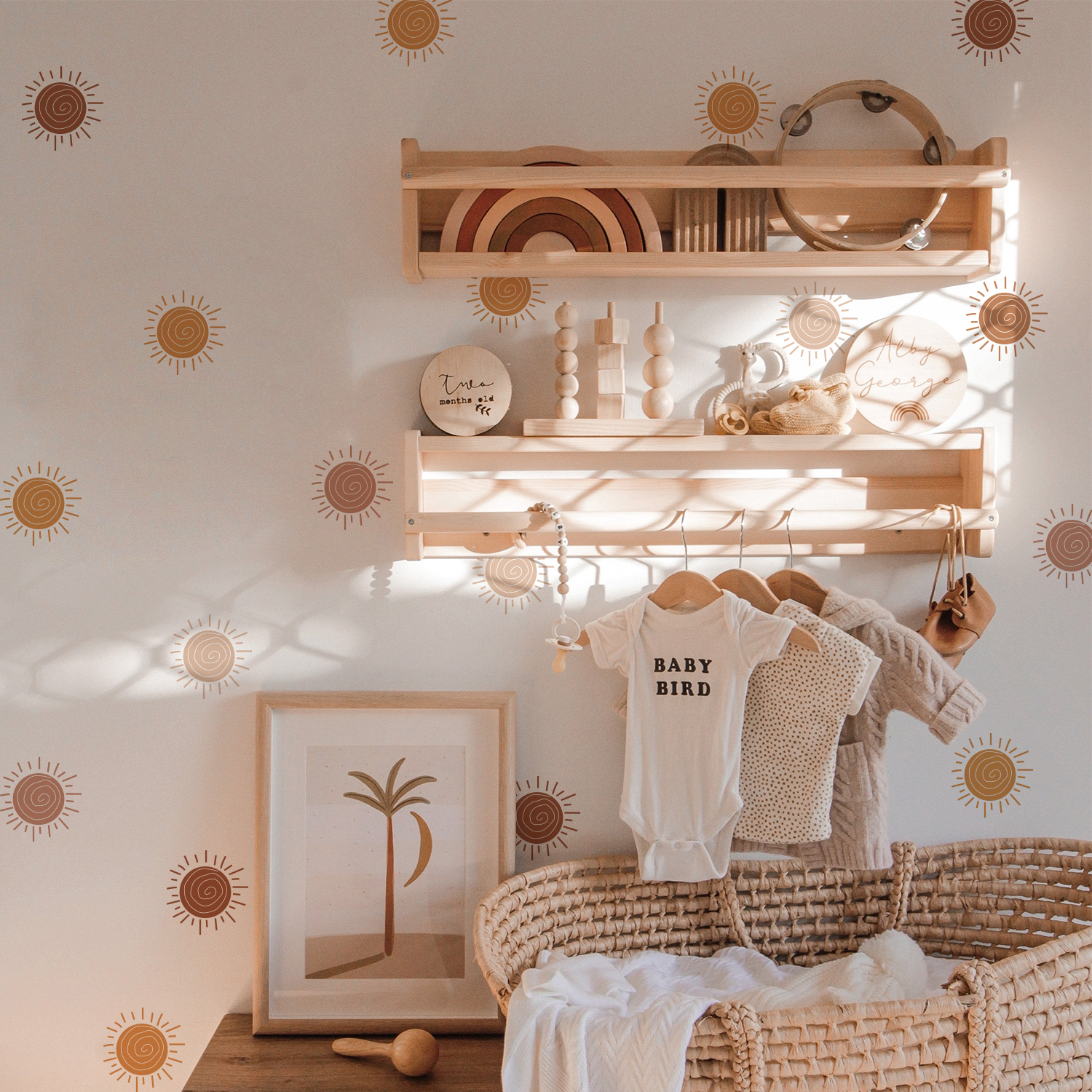 Boho Cartoon Creative Sun Wall - огляд і ціна Baby Nursery Wallpaper Girl