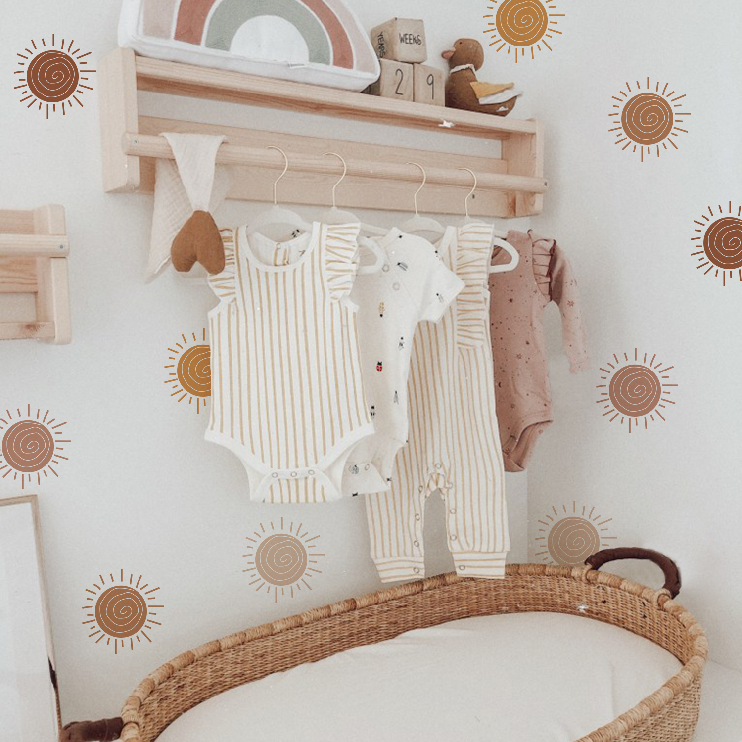 Boho Cartoon Creative Sun Wall - огляд і ціна Baby Nursery Wallpaper Girl
