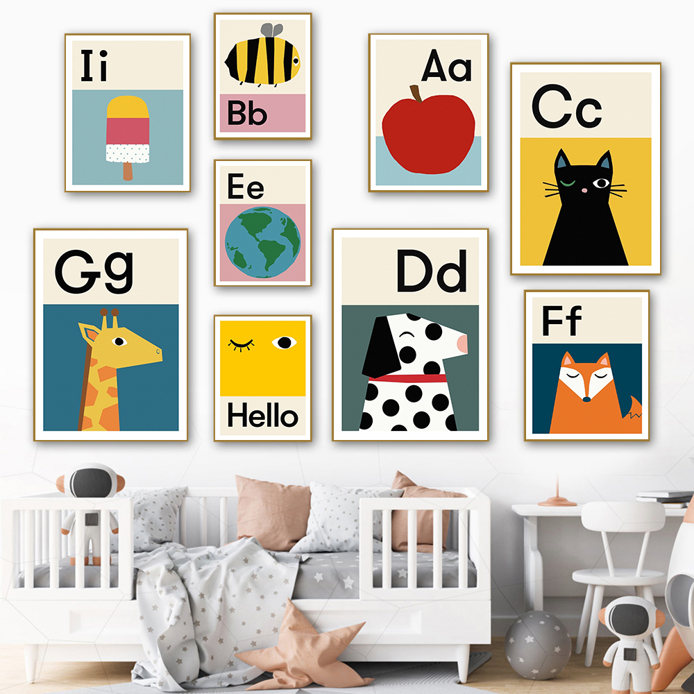 Cartoon ABCD Alphabet Poster E - огляд і ціна Baby Nursery Images Free