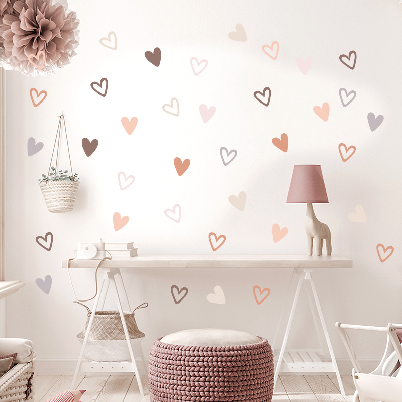 36Pcs Boho Hearts Wall Sticker - огляд і ціна Baby Nursery Wallpaper Girl
