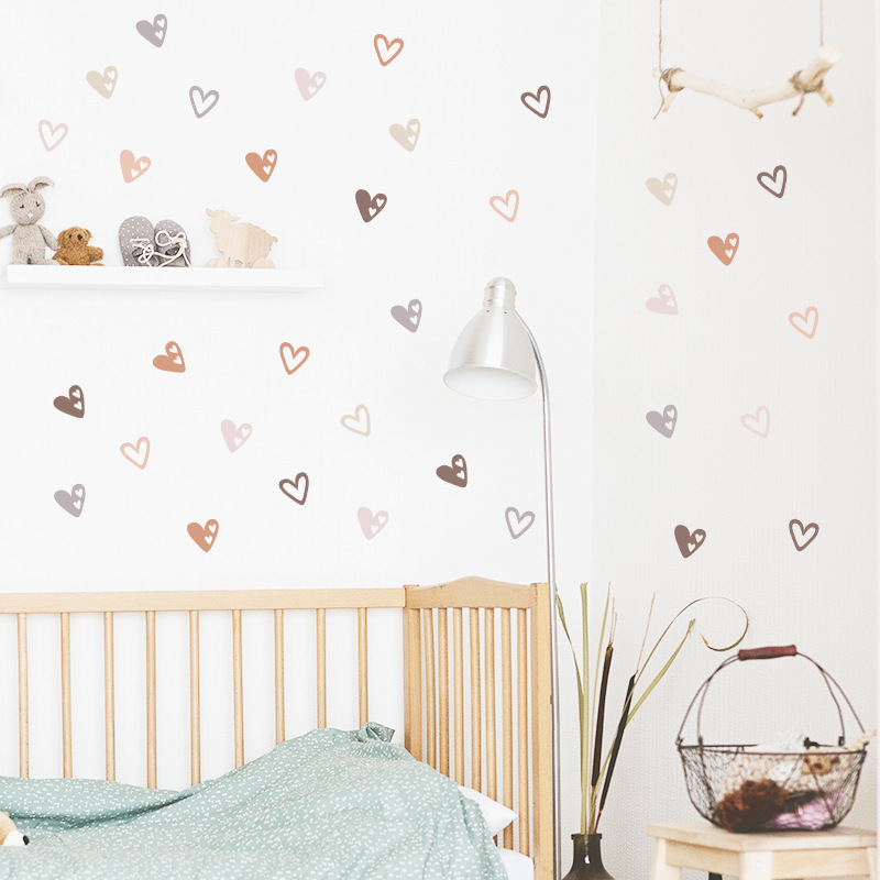 36Pcs Boho Hearts Wall Sticker - огляд і ціна Baby Nursery Wallpaper Girl