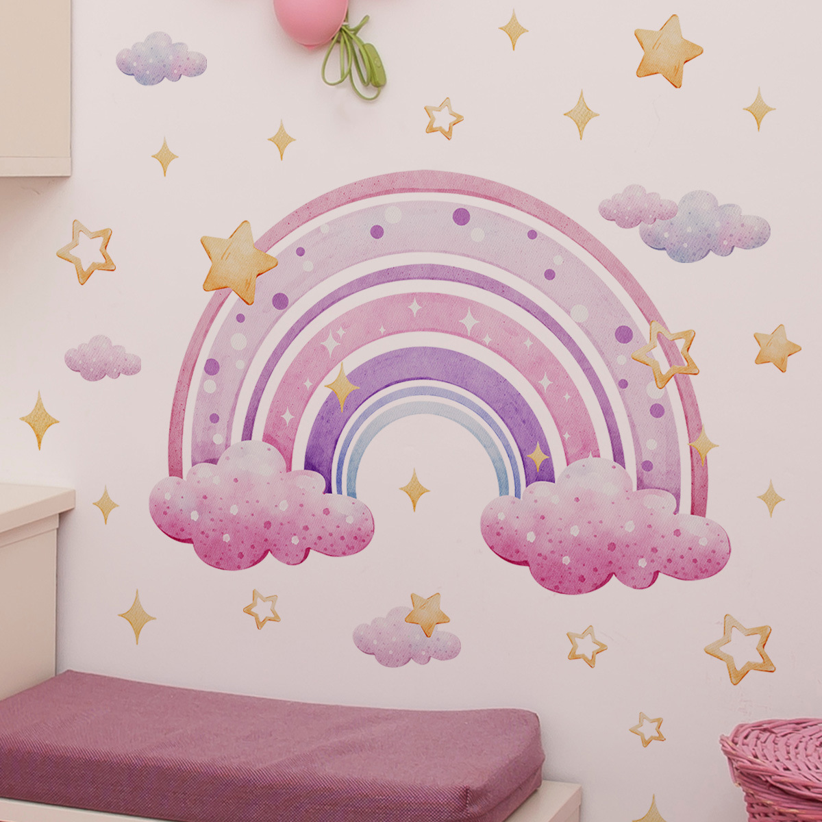 Colorful Rainbow Stars Cloud W - огляд і ціна Baby Nursery Wall Stickers