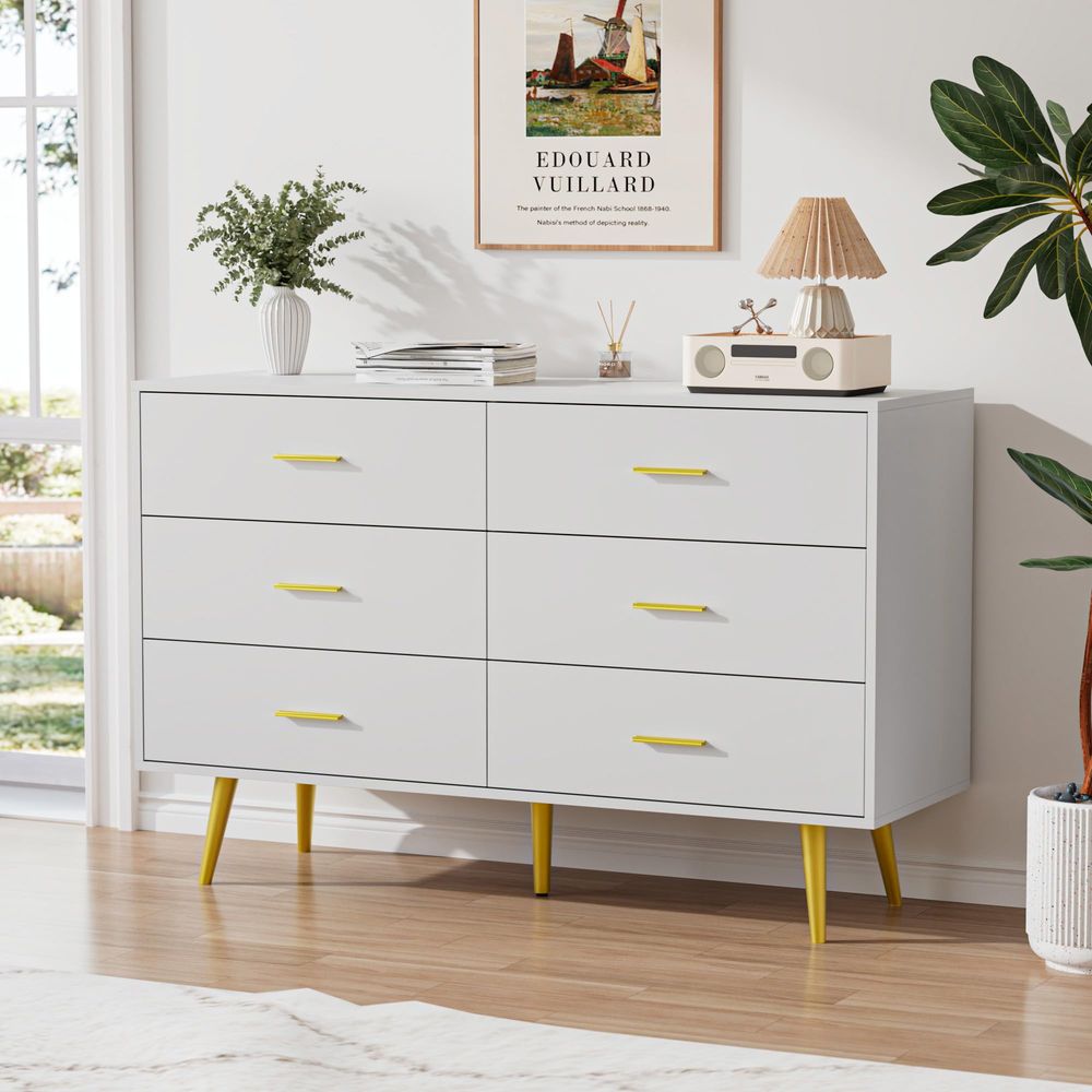 White Dresser for Bedroom, 6 D - огляд і ціна Drawer Dresser White