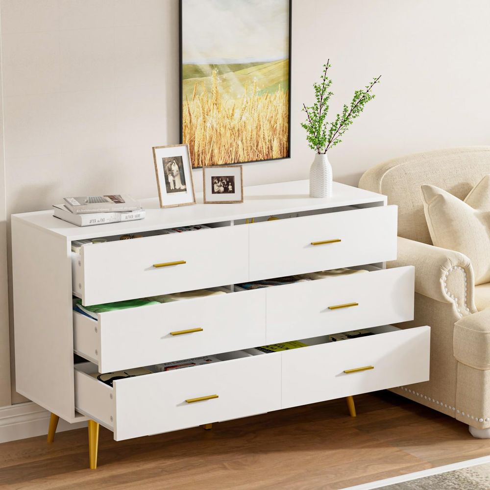 White Dresser for Bedroom, 6 D - огляд і ціна Drawer Dresser White
