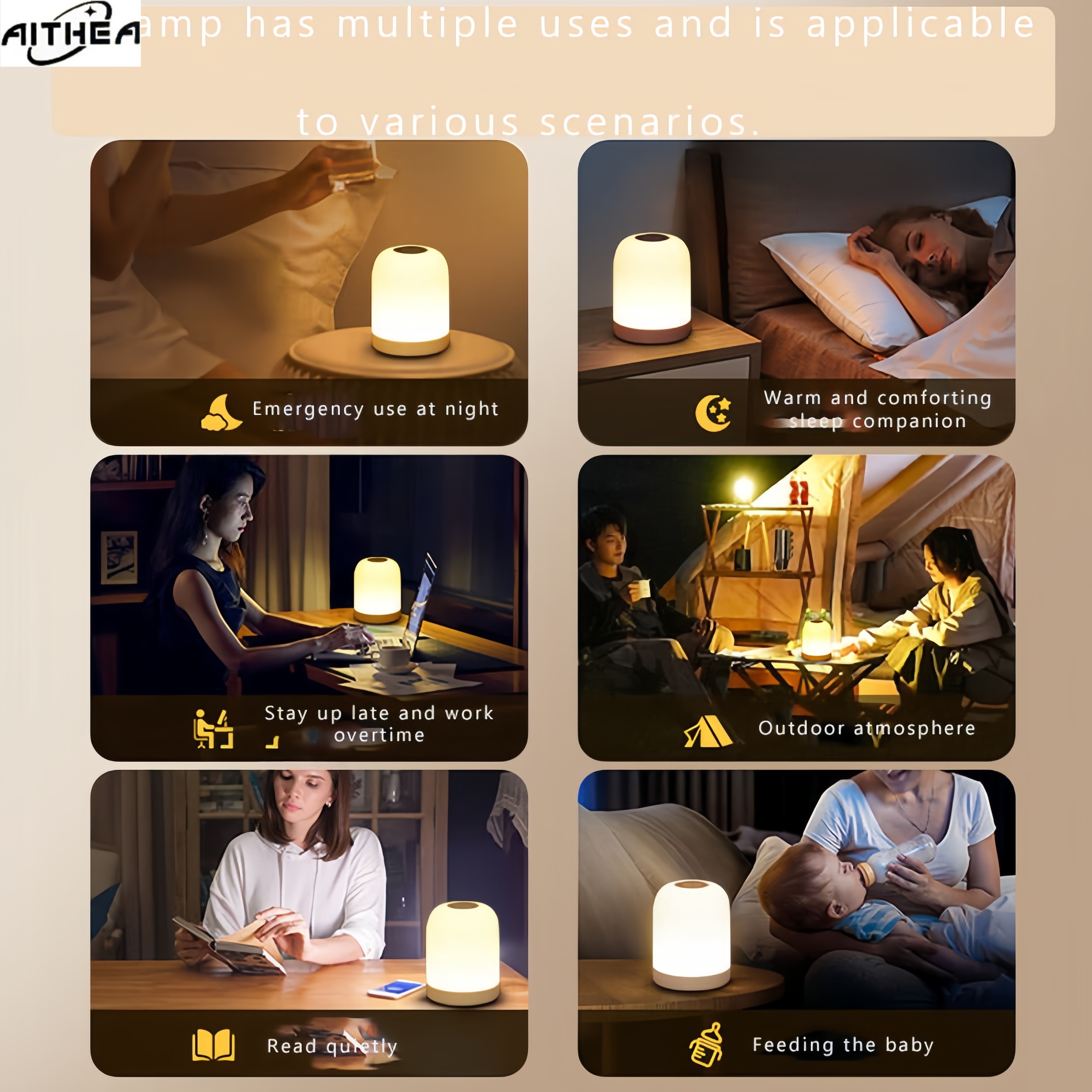 AITHEA 3 Color Led Night Light - огляд і ціна Baby Nursery Table Lamp