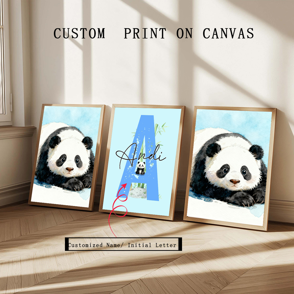 3pcs Personalized Panda Nurser - огляд і ціна Baby Nursery Art