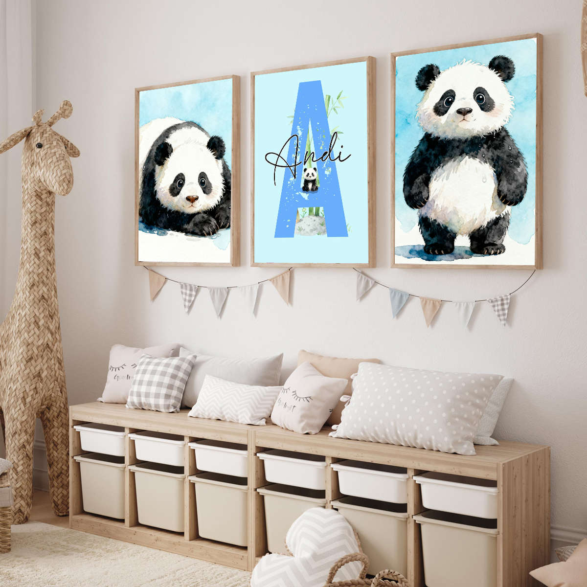 3pcs Personalized Panda Nurser - огляд і ціна Baby Nursery Art