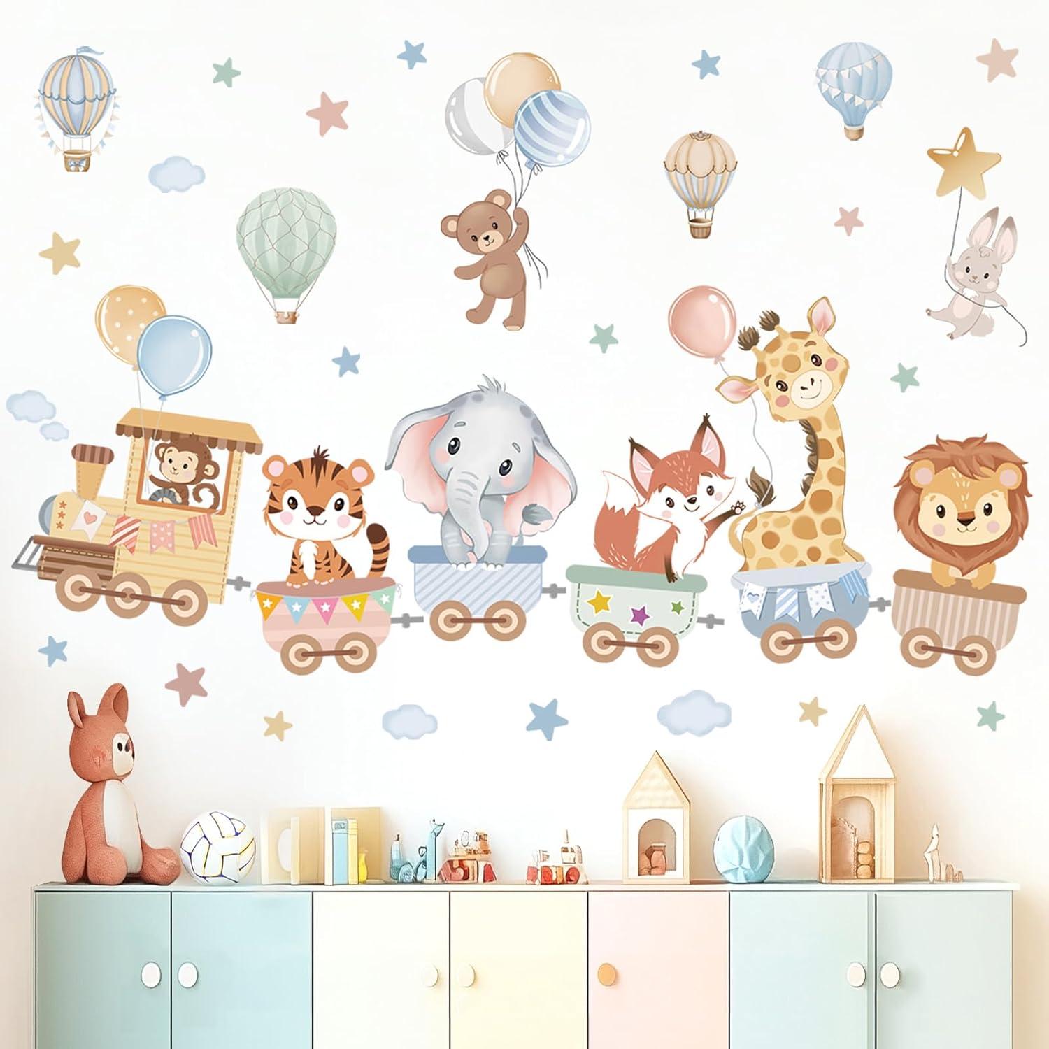 Jungle Animals Train Wall Stic - огляд і ціна Baby Nursery Images Free