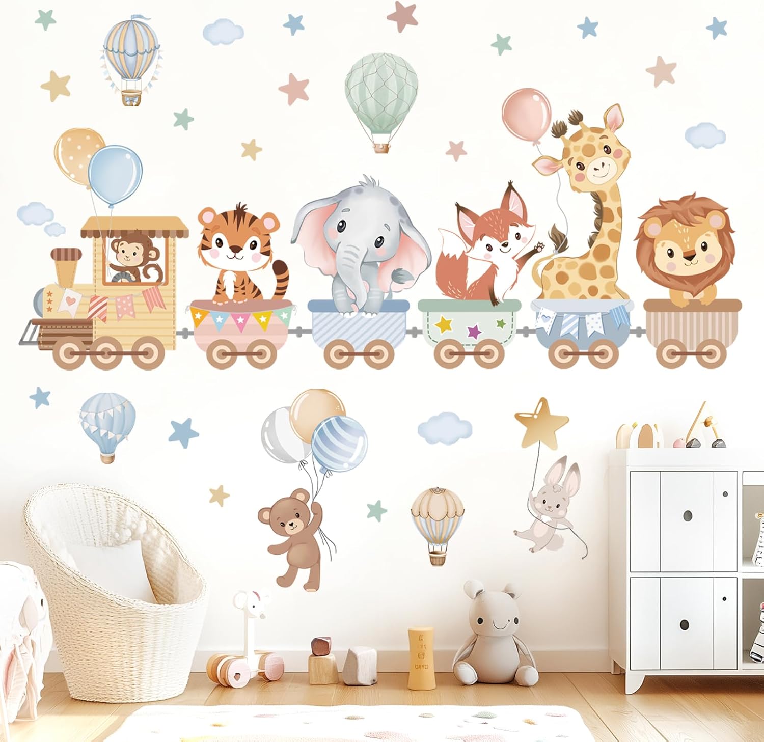 Jungle Animals Train Wall Stic - огляд і ціна Baby Nursery Images Free