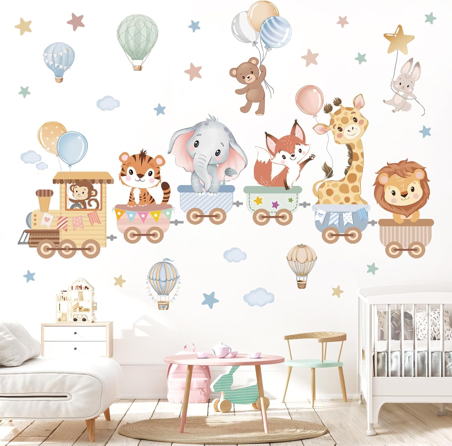 Jungle Animals Train Wall Stic - огляд і ціна Baby Nursery Images Free