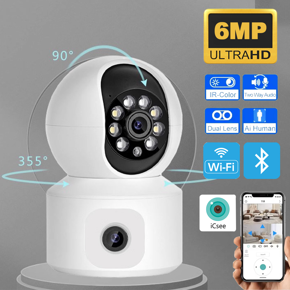 6MP iCsee WiFi IP Camera Dual  - огляд і ціна Baby Monitor Split Screen