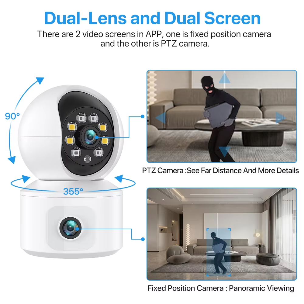 6MP iCsee WiFi IP Camera Dual  - огляд і ціна Baby Monitor Split Screen
