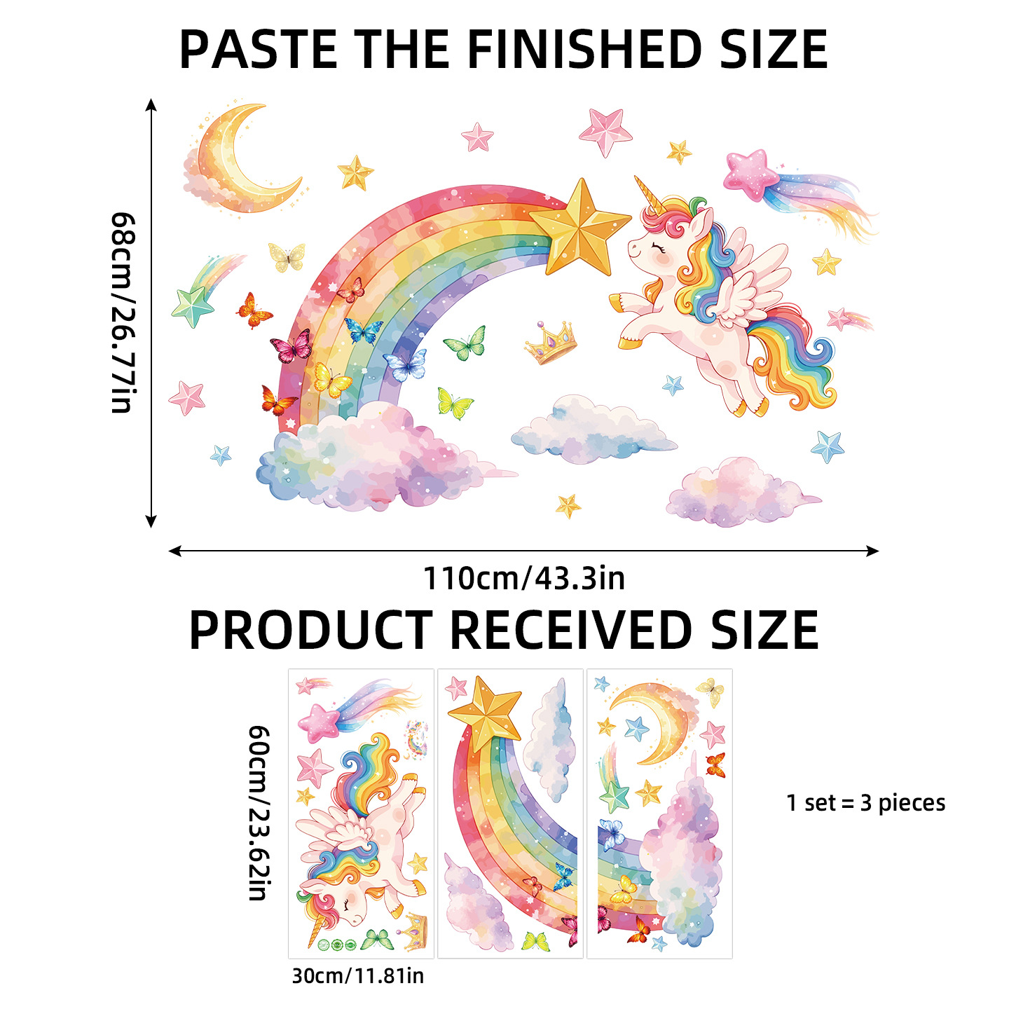 Unicorn Rainbow Butterfly Wall - огляд і ціна Baby Nursery Wall Stickers