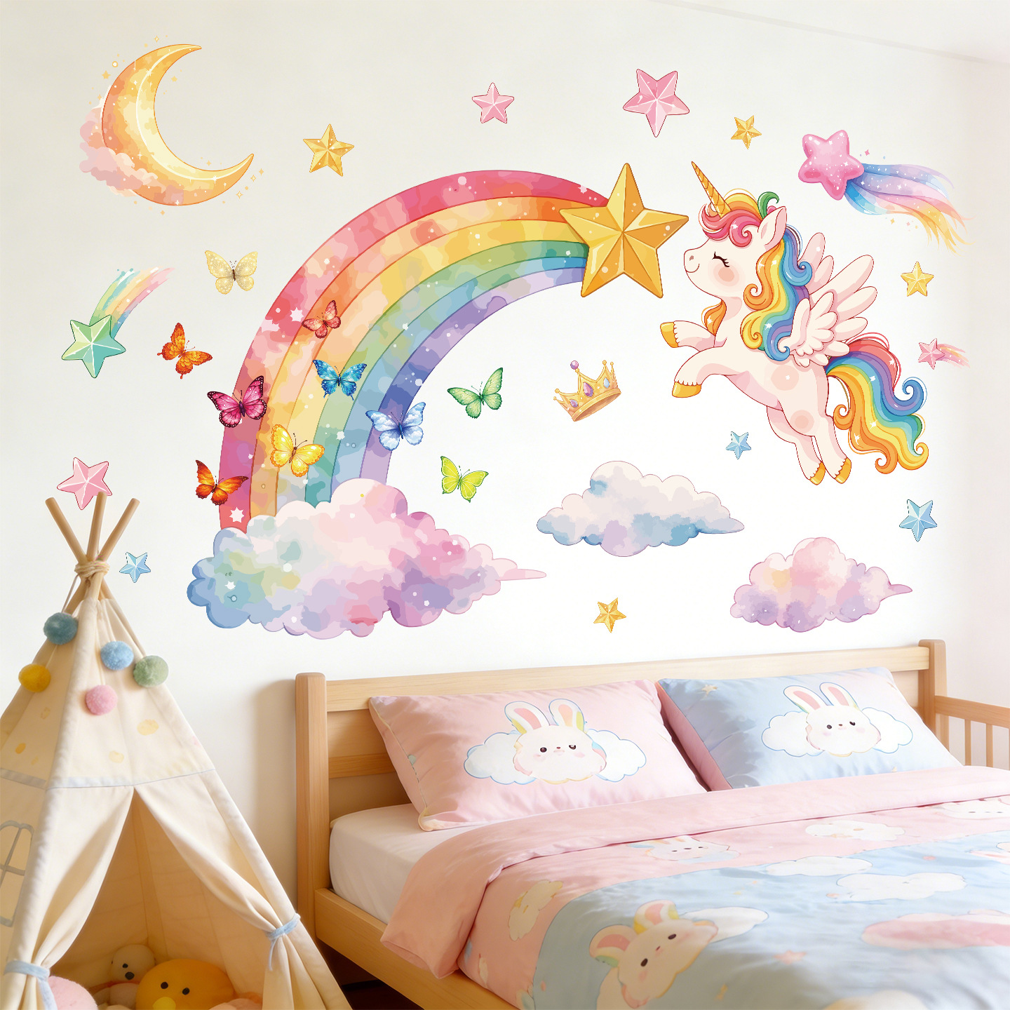 Unicorn Rainbow Butterfly Wall - огляд і ціна Baby Nursery Wall Stickers