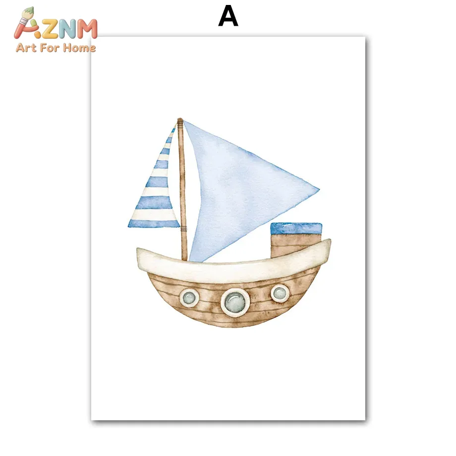 Sailboat Lighthouse Fish Nauti - огляд і ціна Baby Nursery Posters