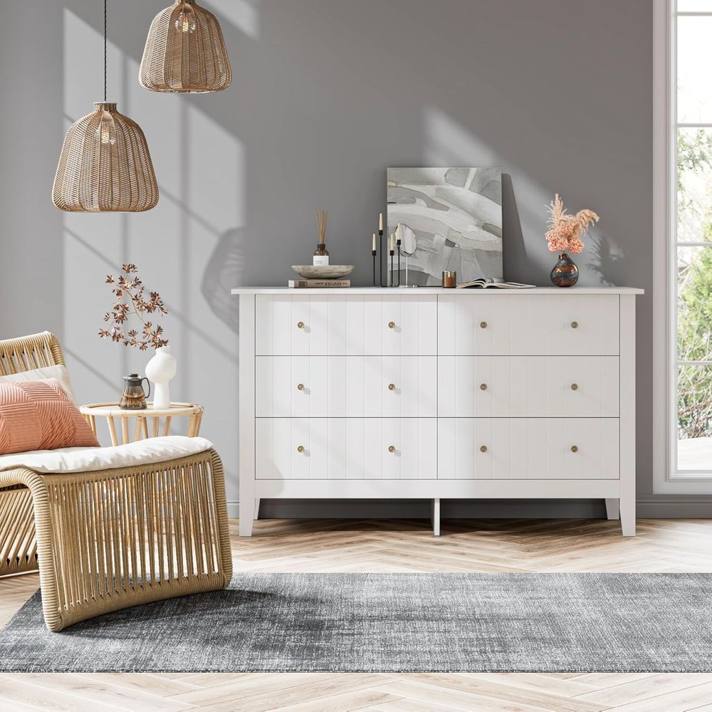 6 Drawer Double Dresser with D - огляд і ціна Drawer Dresser White