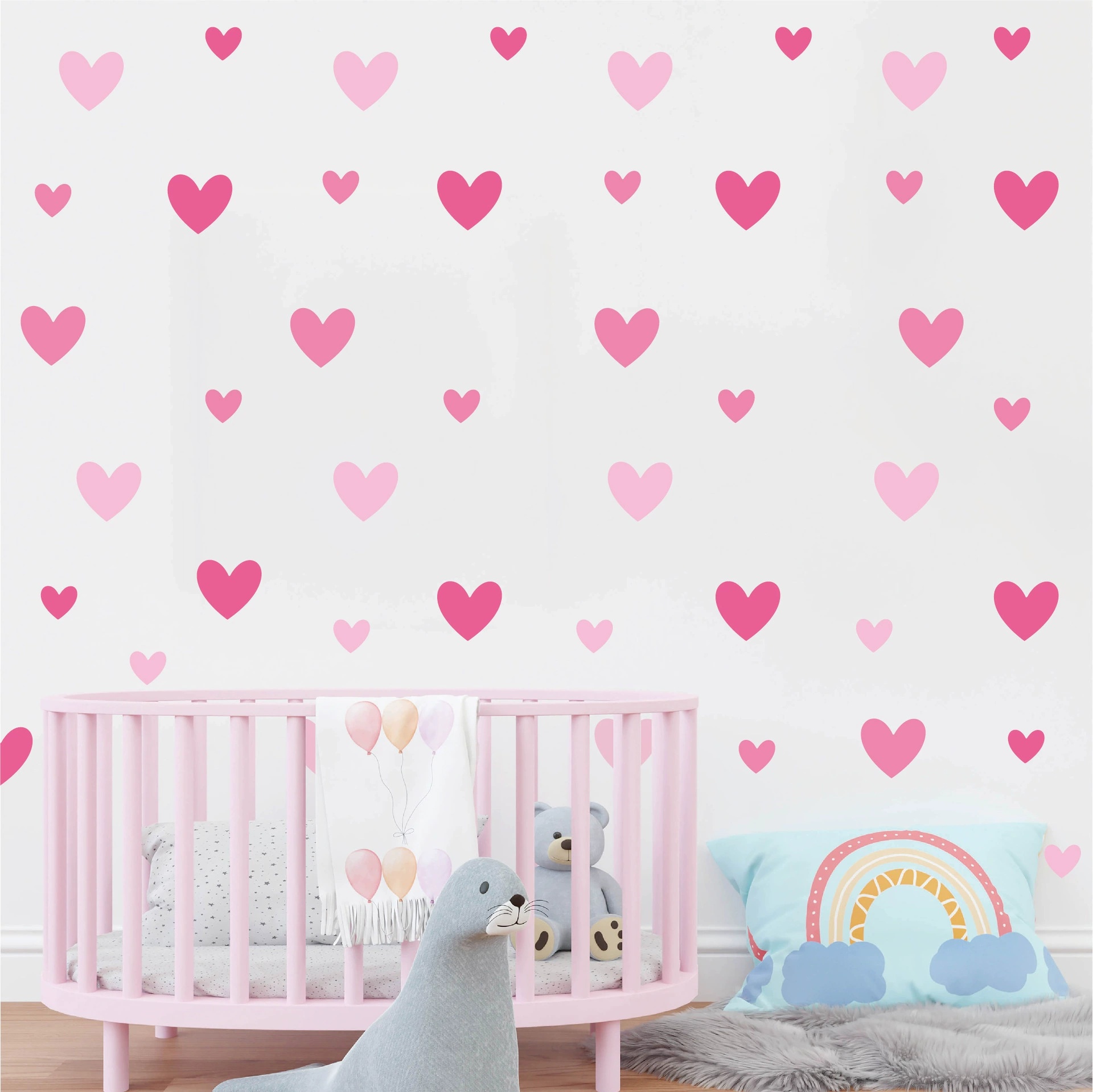 170pcs=10 Sheets Pink Heart Wa - огляд і ціна Baby Nursery Wallpaper Girl