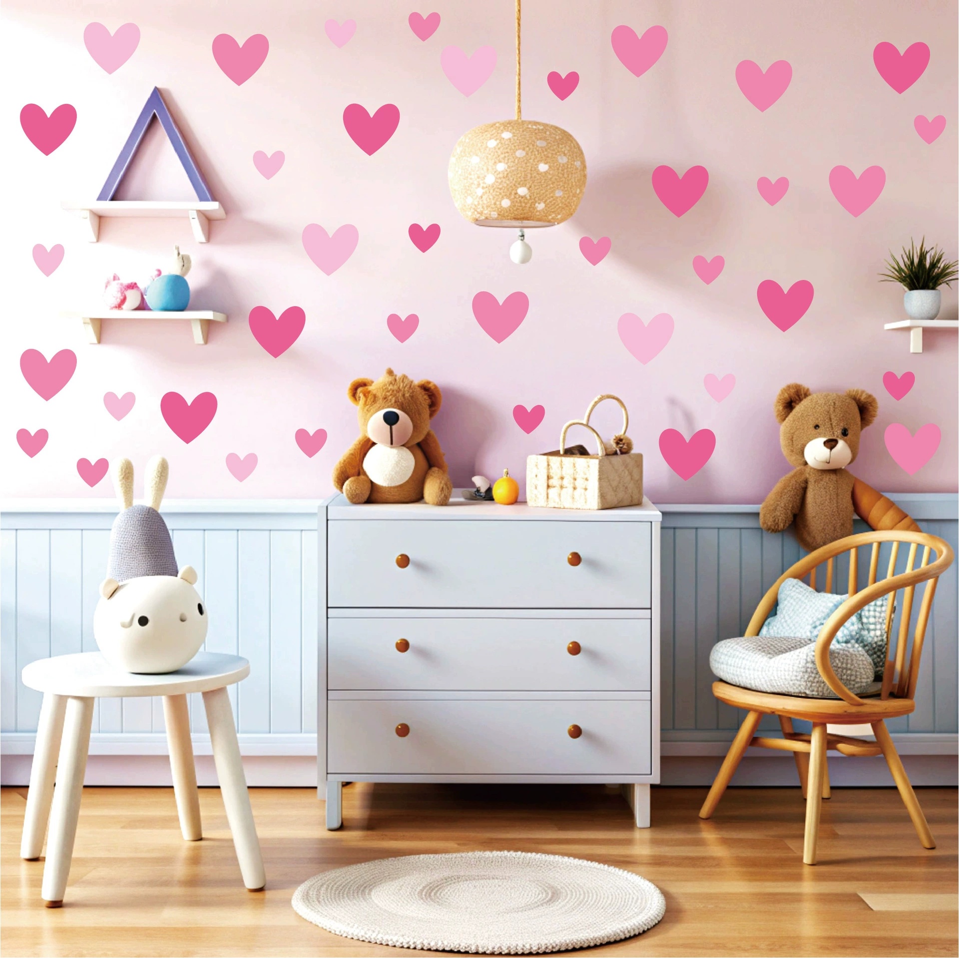 170pcs=10 Sheets Pink Heart Wa - огляд і ціна Baby Nursery Wallpaper Girl
