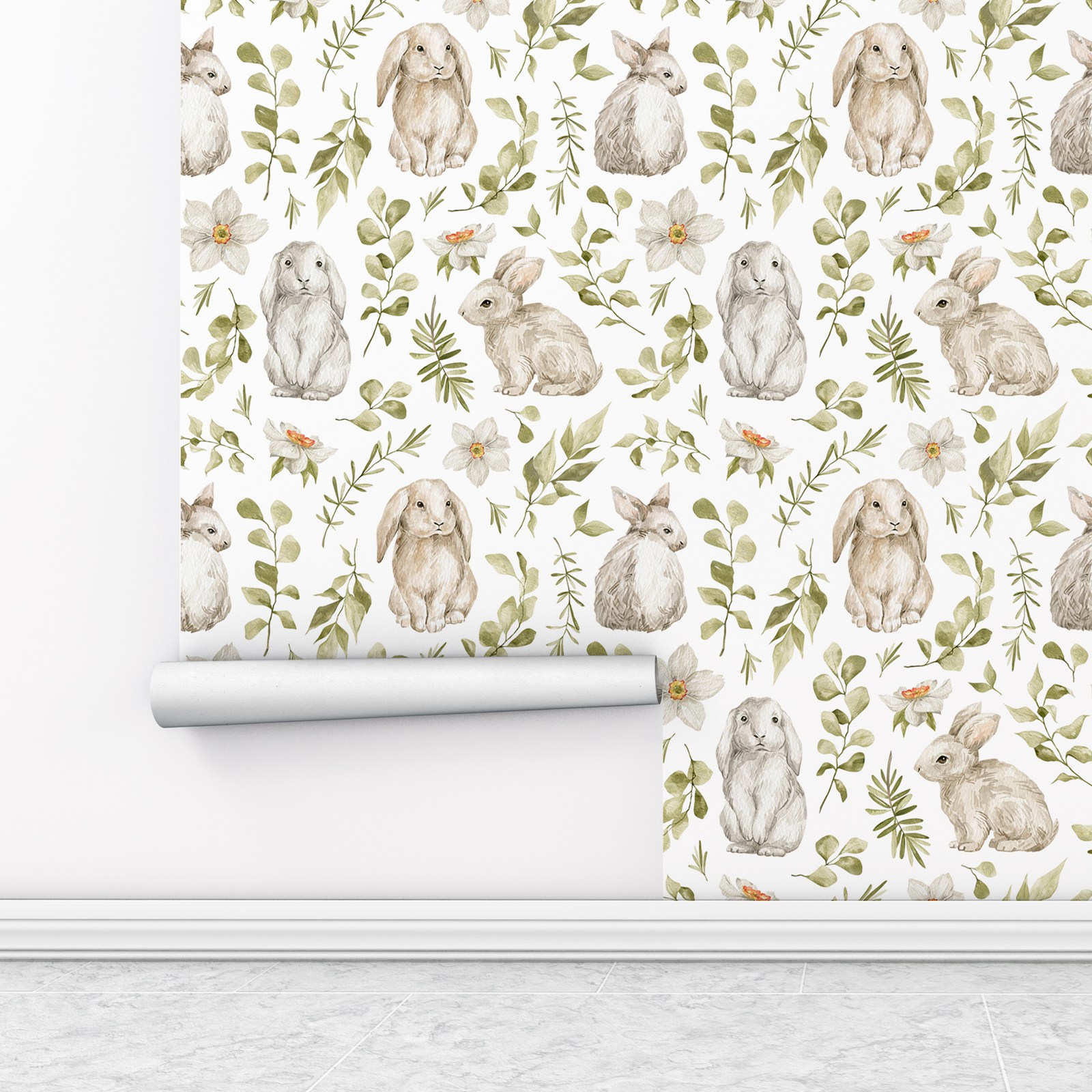 Bunny Wallpaper Kids Room Wall - огляд і ціна Baby Nursery Wallpaper Girl