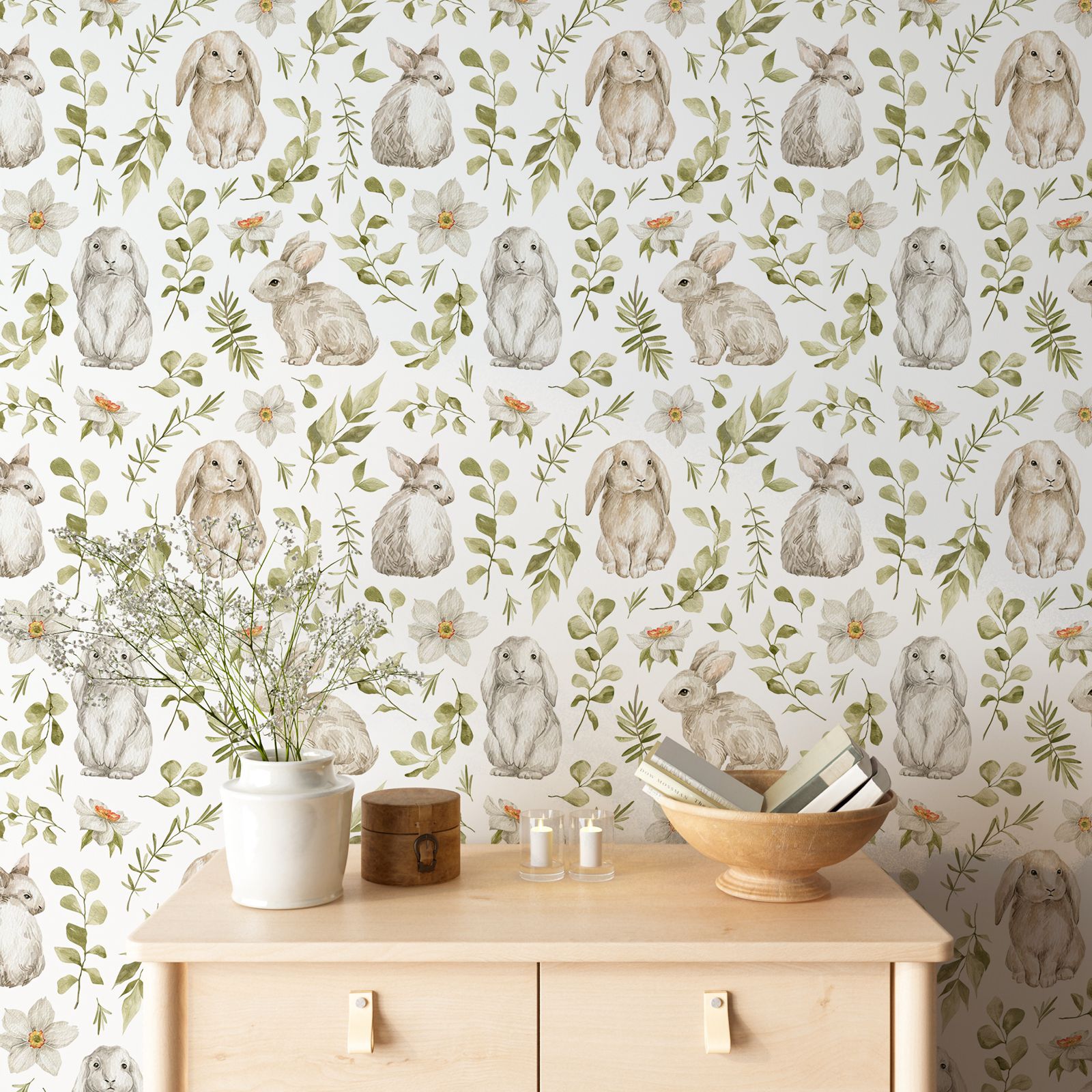 Bunny Wallpaper Kids Room Wall - огляд і ціна Baby Nursery Wallpaper Girl