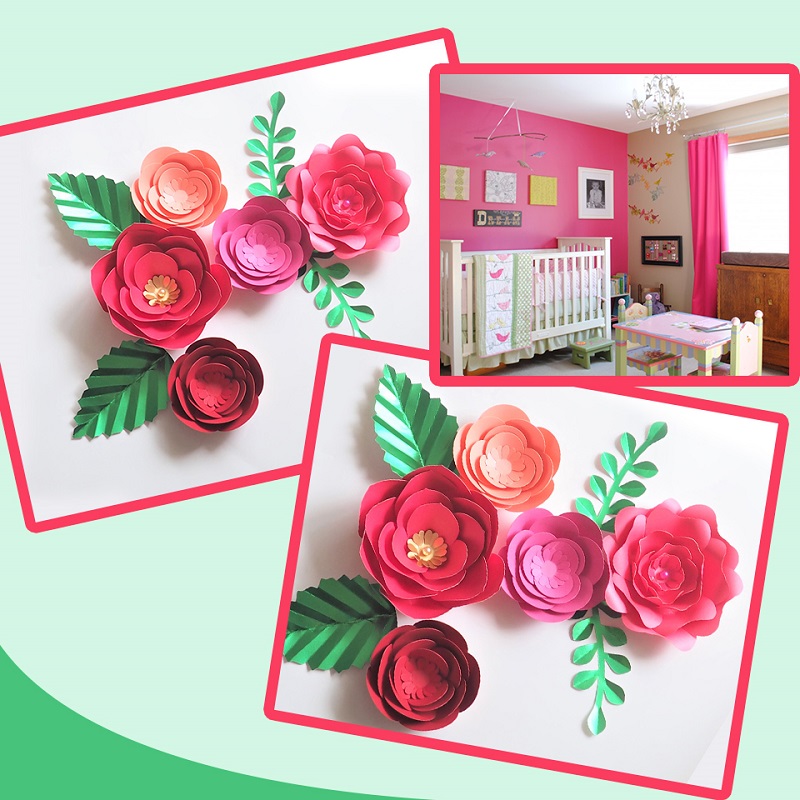 DIY Paper Flowers Leaves Nurse - огляд і ціна Baby Nursery Wallpaper Girl