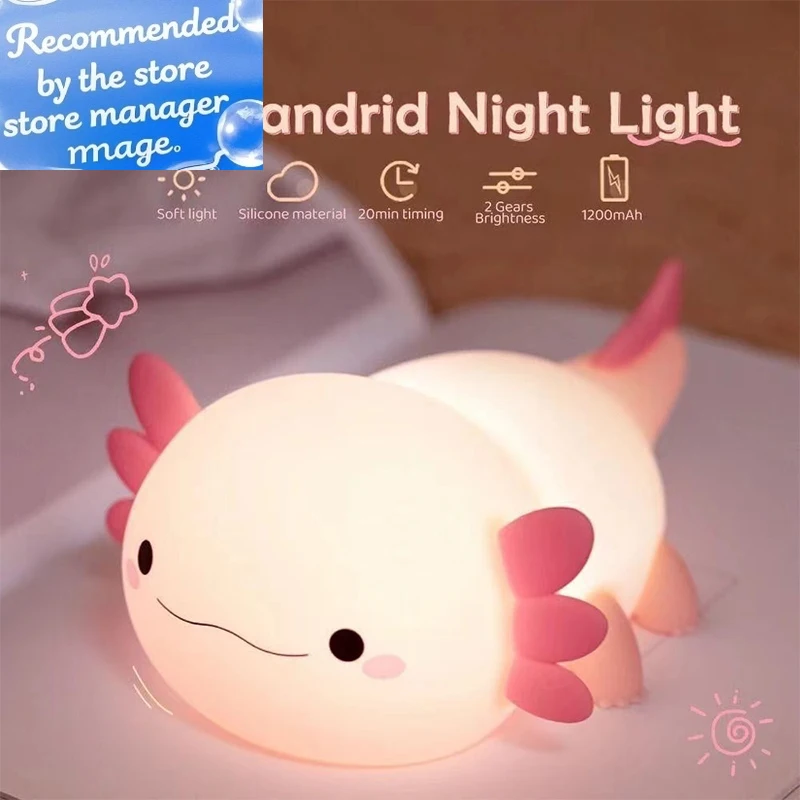 Cute Axolotl Night Light Silic - огляд і ціна Baby Nursery Table Lamp