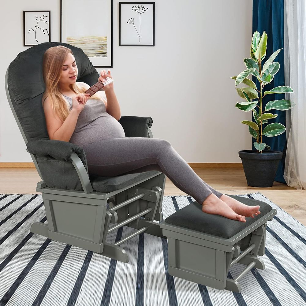 Wooden Baby Rocker with Ottoma - огляд і ціна Baby Nursery Nurse