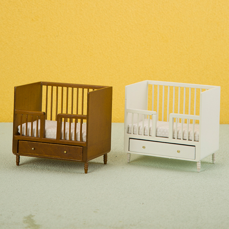 1:12 Miniature White Wood Baby - огляд і ціна Baby Nursery Set Furniture