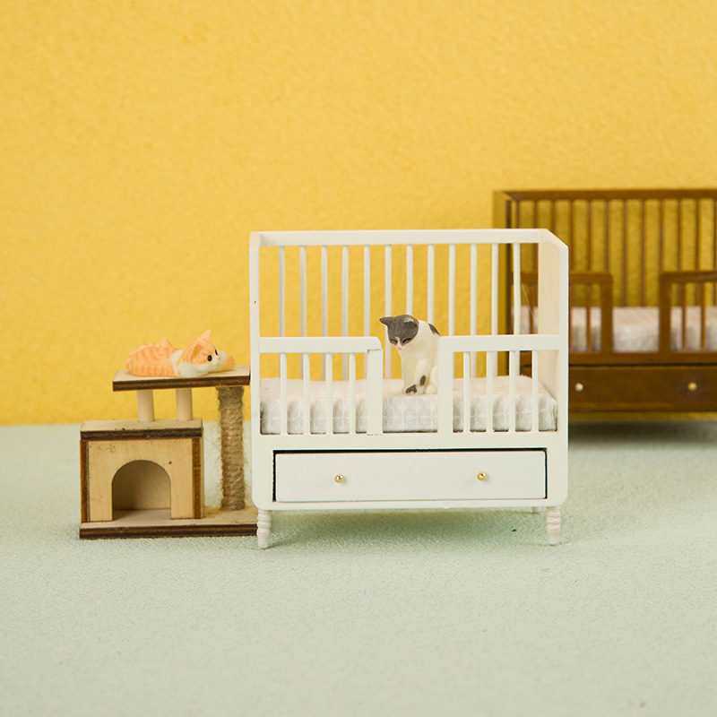 1:12 Miniature White Wood Baby - огляд і ціна Baby Nursery Set Furniture