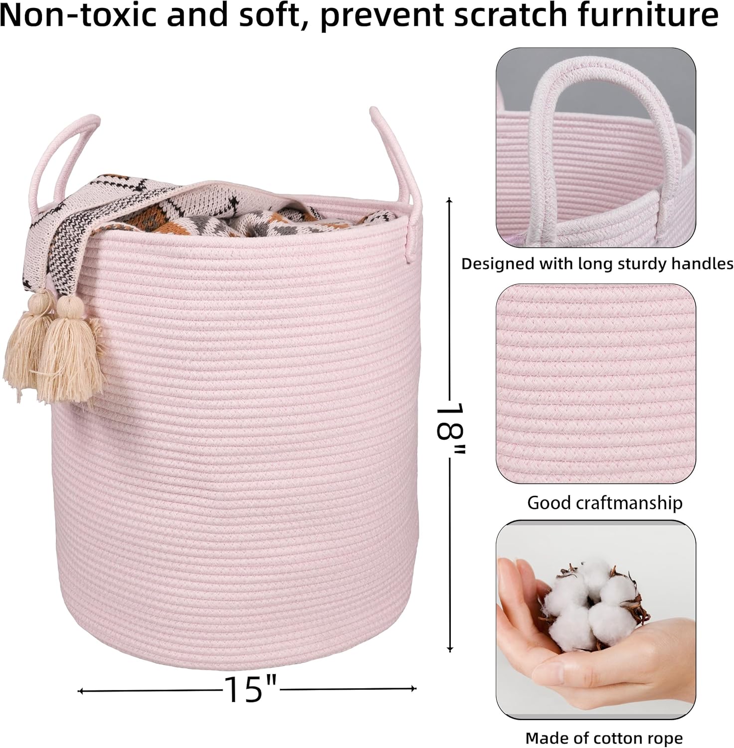 Large Cotton Rope Laundry Bask - огляд і ціна Baby Nursery Images Free