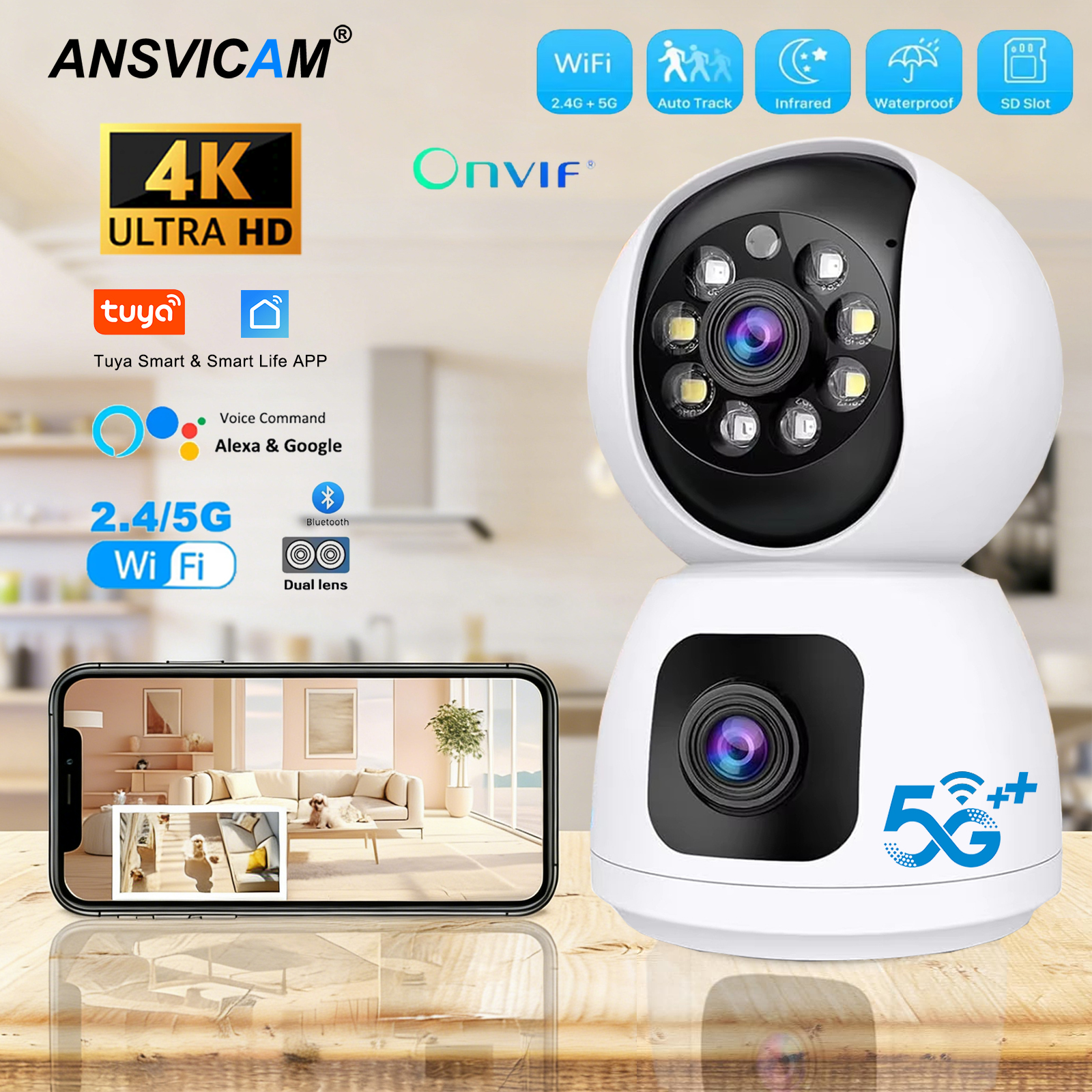 Tuya  4K 8MP HD WiFi Camera In - огляд і ціна Baby Monitor Split Screen