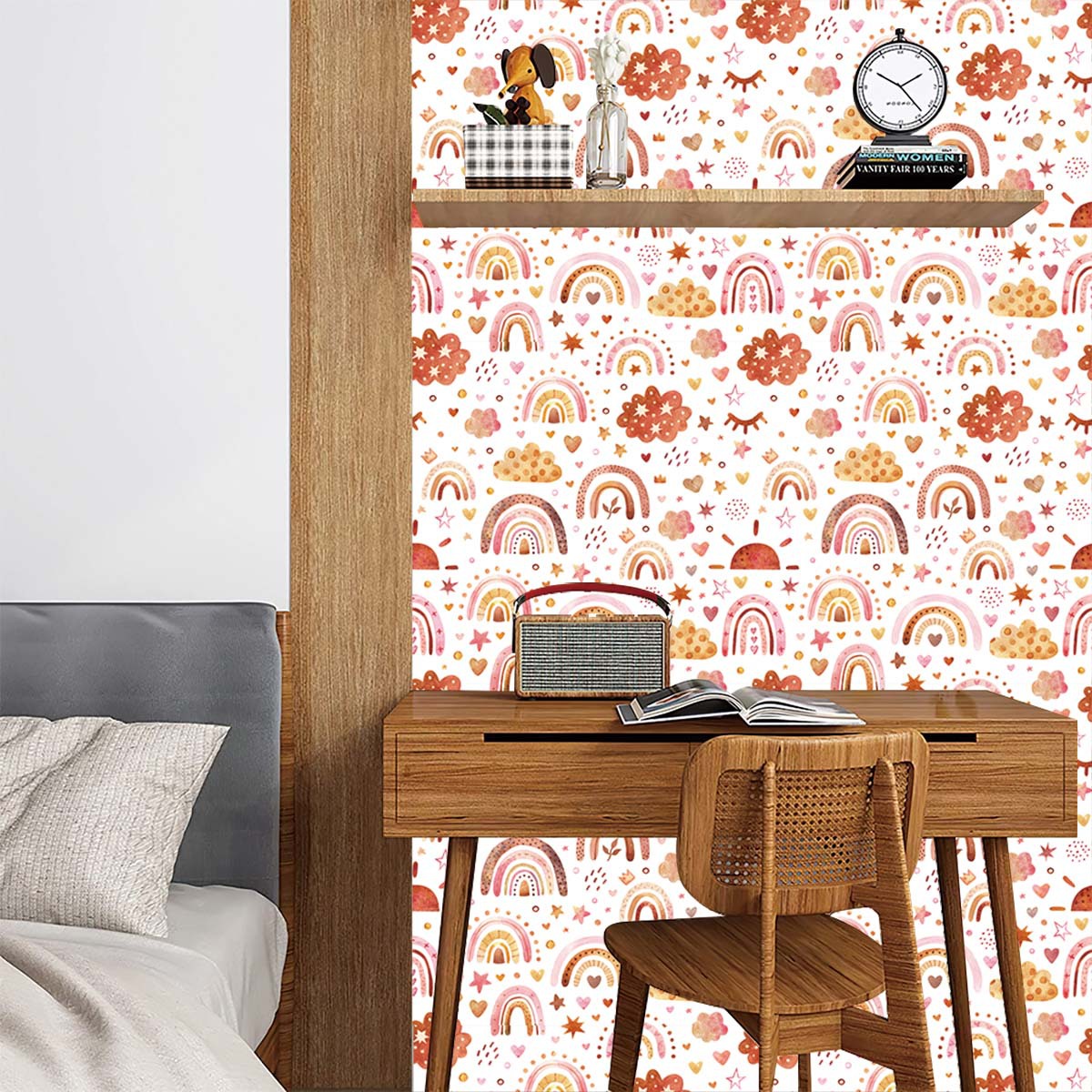 Rainbow Wallpaper Peel and Sti - огляд і ціна Baby Nursery Wallpaper Girl