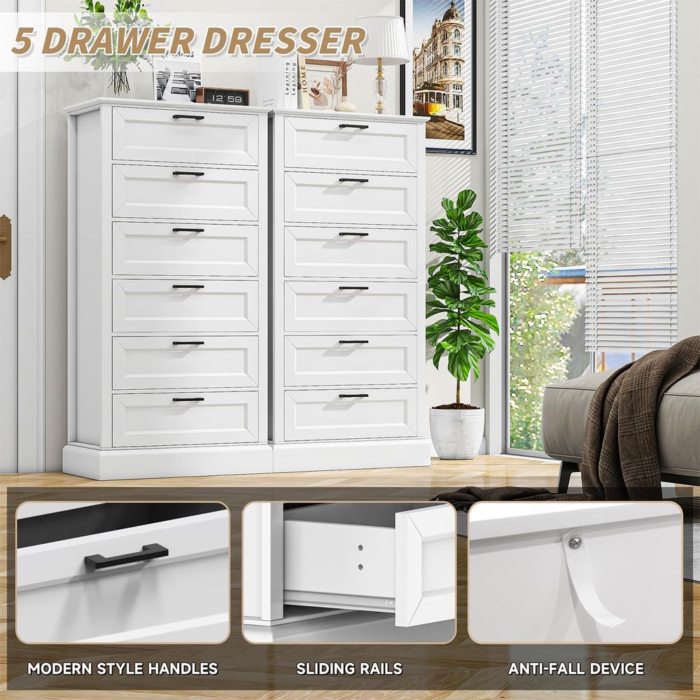 Tall White 6 Drawer Dresser, W - огляд і ціна Drawer Dresser White