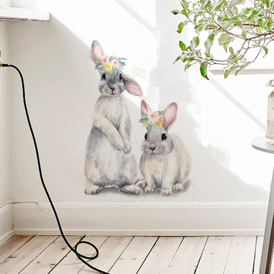 Watercolor Grey Baby Rabbits F - огляд і ціна Baby Nursery Wallpaper Girl