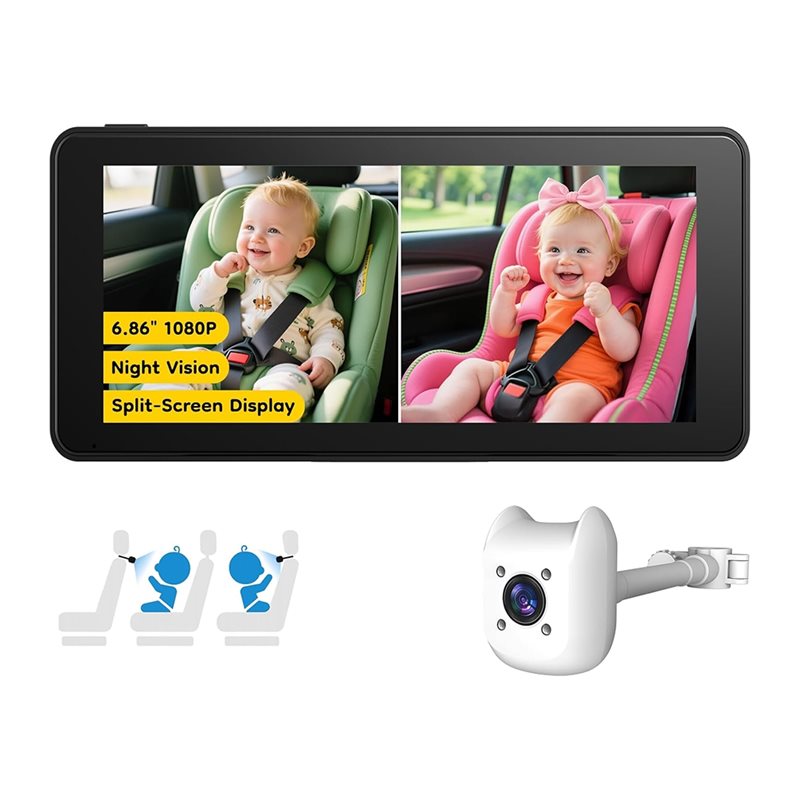 AS57-Baby Car Camera For Kids  - огляд і ціна Baby Monitor Split Screen