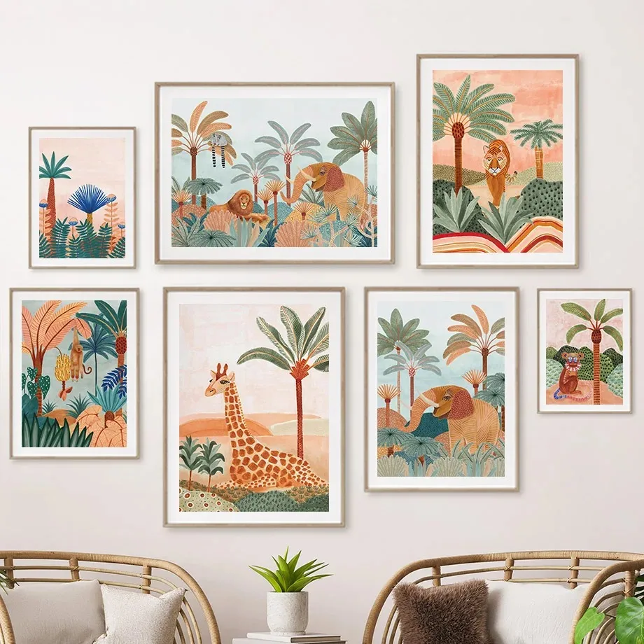 Boho Jungle Animals Tiger Monk - огляд і ціна Baby Nursery Tree