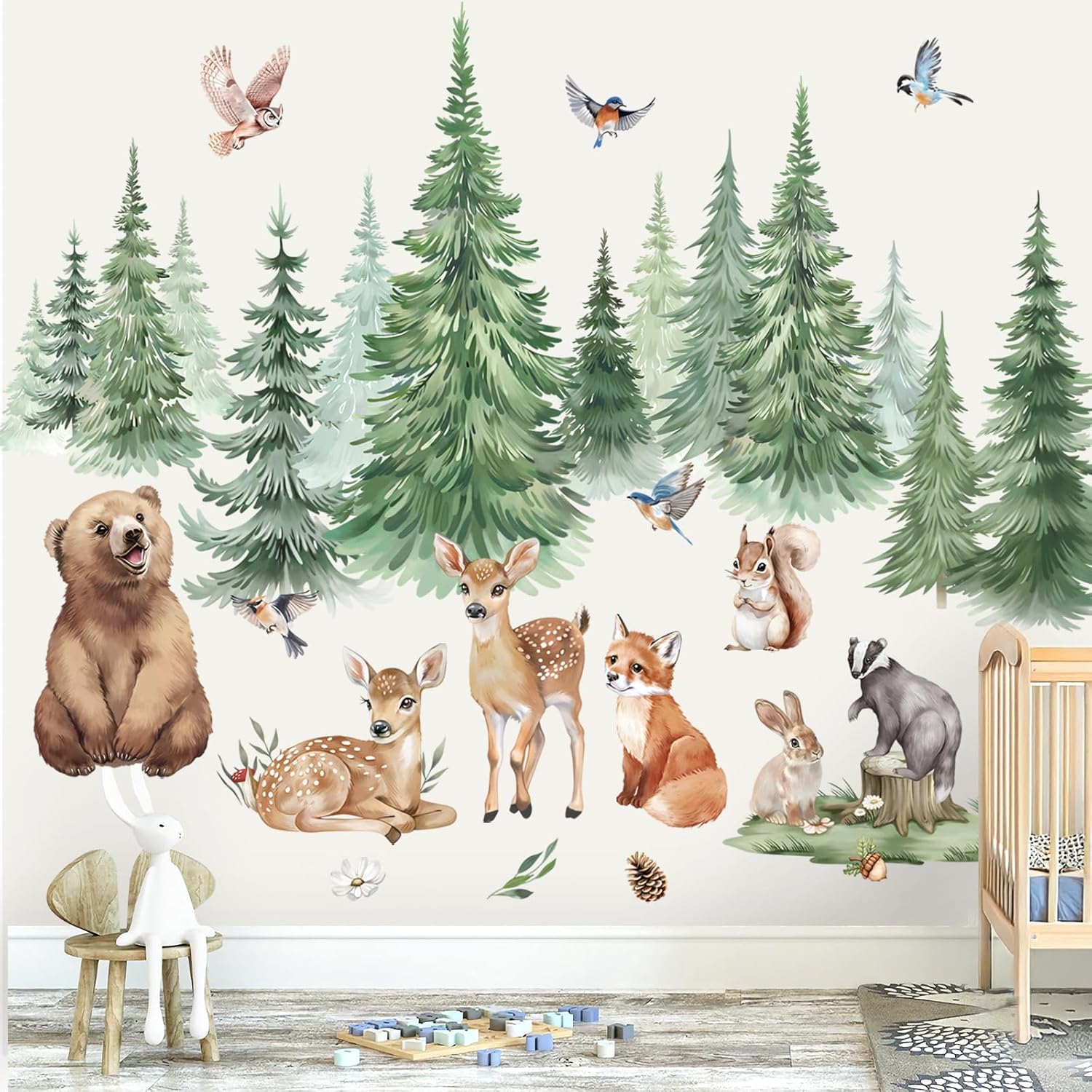 Large Pine Tree Jungle Animals - огляд і ціна Baby Nursery Tree
