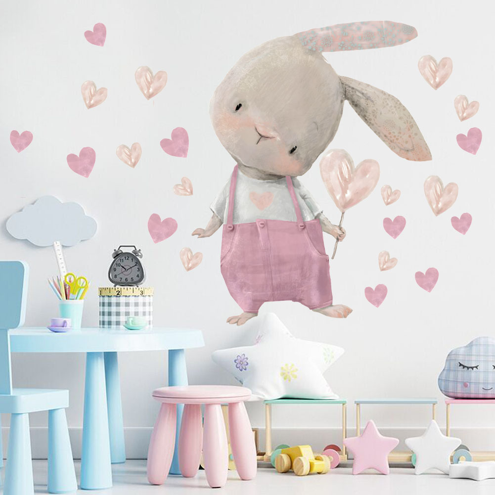 Cute Bunny Hearts Wall Sticker - огляд і ціна Baby Nursery Wallpaper Girl